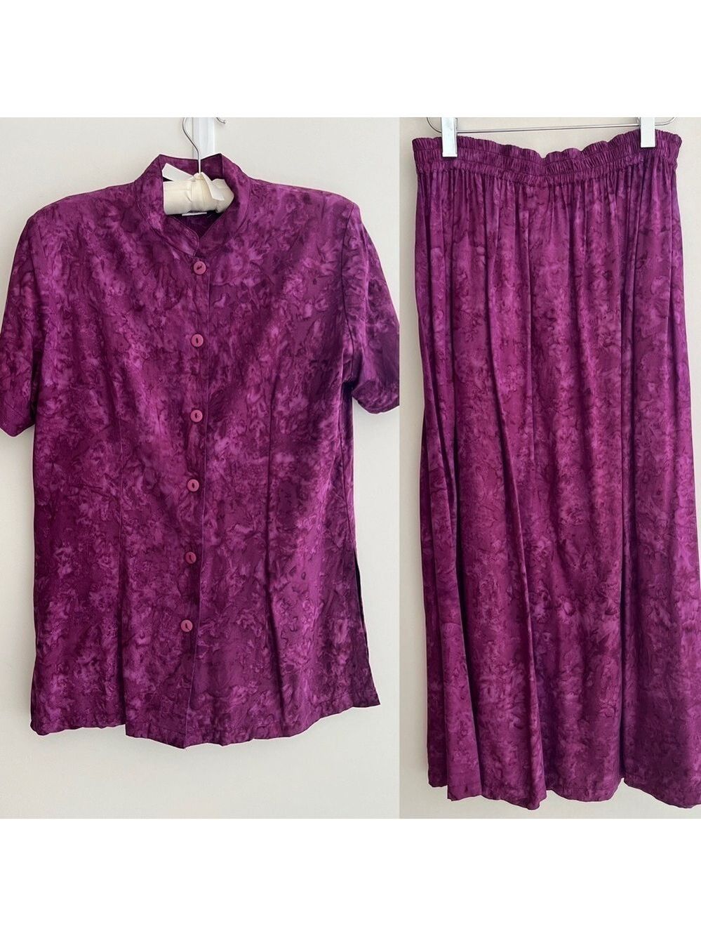 GOOD EARTH CLOTHING 2 Piece Maxi Skirt & Top Separates Batik Rayon Lightweight
